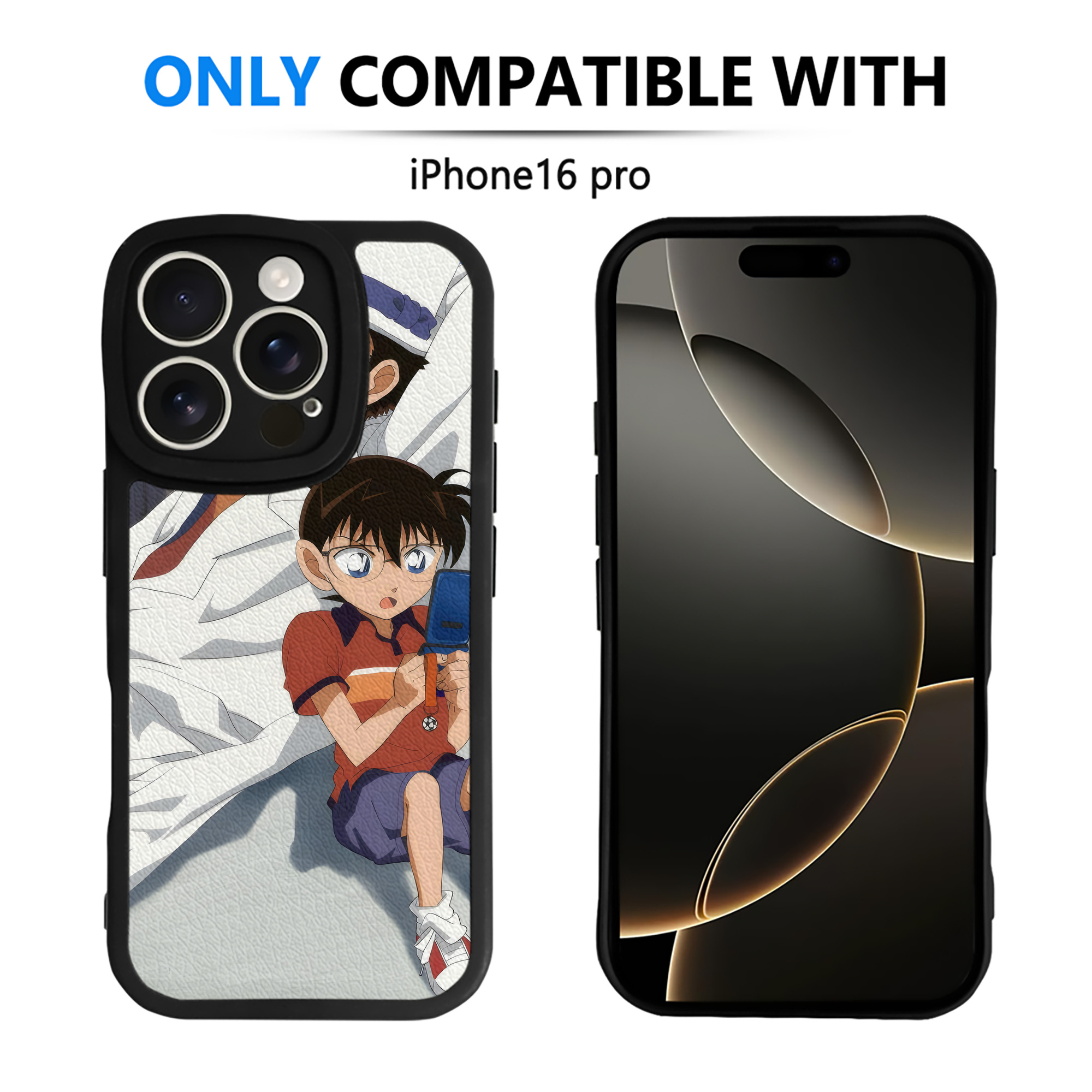 （画像用） 名探偵コナン Detective Conan 【iPhone 16シリーズ対応】シリコンスマホケース（レザー調） 材質：シリコン